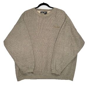 Rare VTG 90s Men’s Fender Logo Knit Oversized Crewneck Sweatshirt size Large